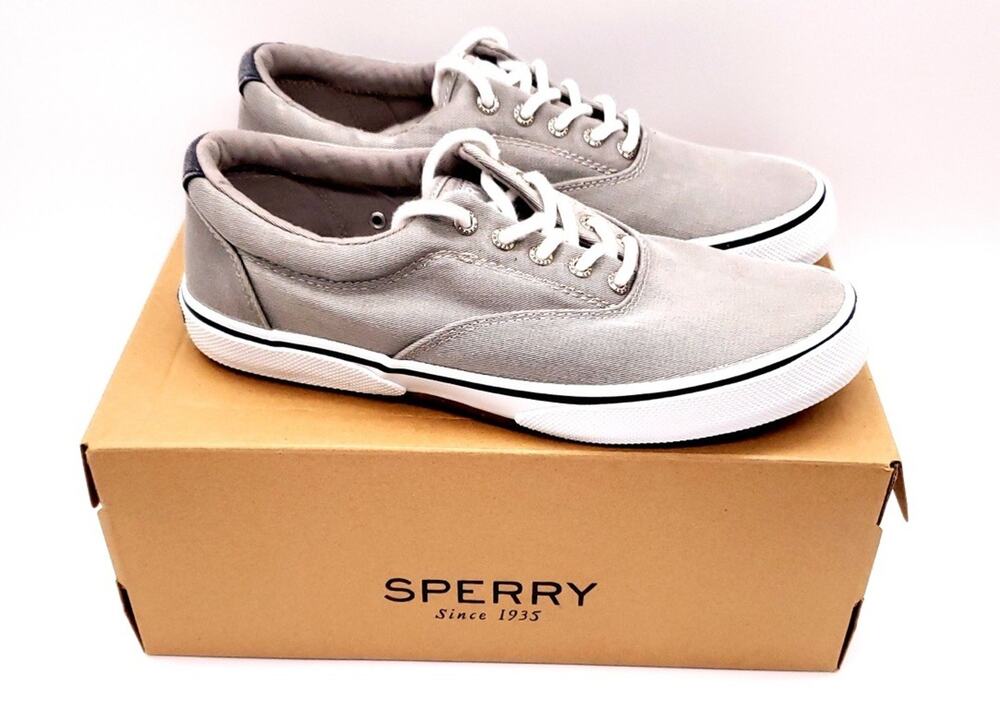 Sperry Halyard CVO Men's Gray Canvas Lace-Up Sneaker Memory Foam US 8.5